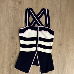 NWT Anthropologie Maeve button front cross-back sweater tank